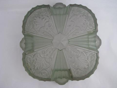 photo of antique green glass lamp shade for ceiling fixture light, vintage 1920s lighting #3
