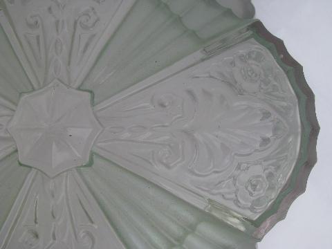 photo of antique green glass lamp shade for ceiling fixture light, vintage 1920s lighting #4