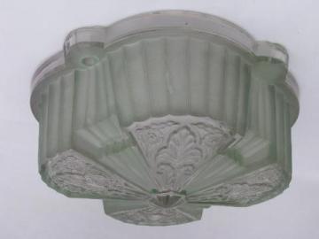 catalog photo of antique green glass lamp shade for ceiling fixture light, vintage 1920s lighting