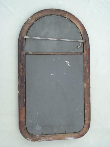 photo of antique half round etched glass mirror, shabby vintage hall mirror & frame #9