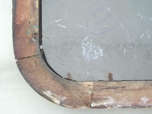 photo of antique half round etched glass mirror, shabby vintage hall mirror & frame #10