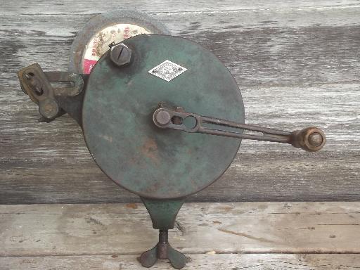 photo of antique hand crank bench grinder, The Luther Lines tool grinder, 1911 patent #8