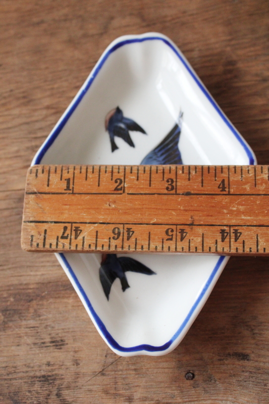 photo of antique hand painted Nippon bluebird china trinket dish or tiny tray  #3