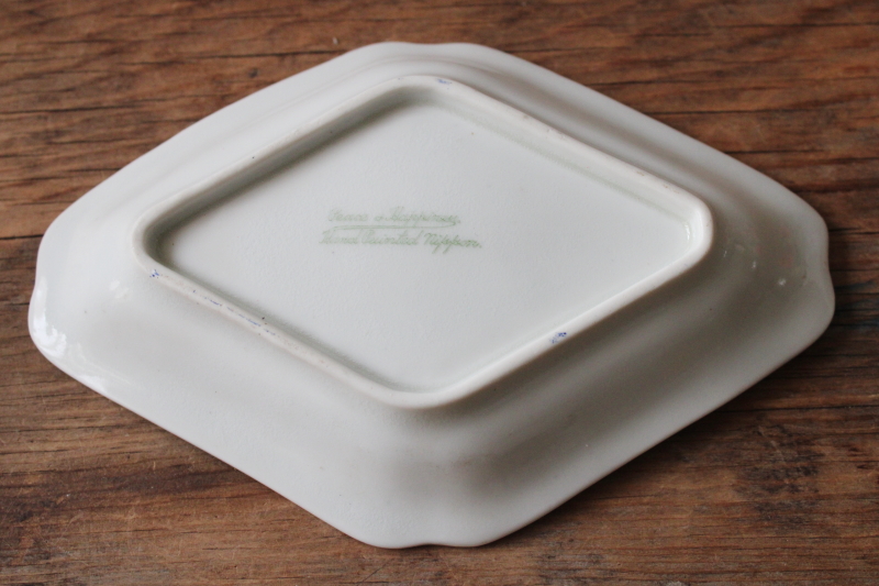 photo of antique hand painted Nippon bluebird china trinket dish or tiny tray  #5