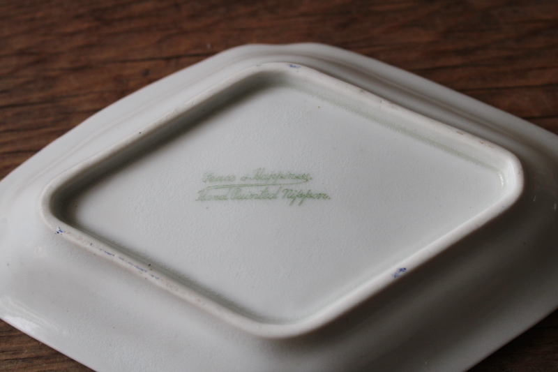 photo of antique hand painted Nippon bluebird china trinket dish or tiny tray  #6