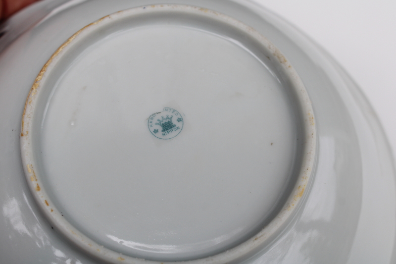 photo of antique hand painted Nippon porcelain bowl w/ bluebirds, early 1900s vintage bluebird china  #7