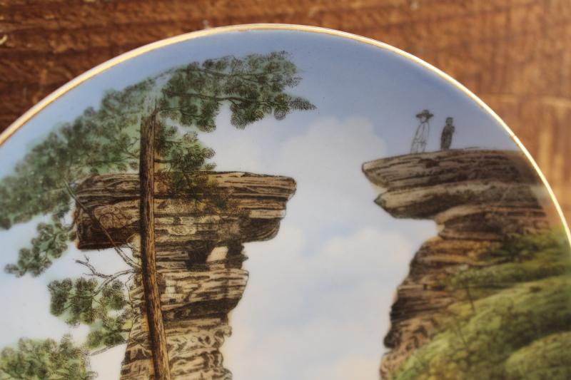 photo of antique hand painted china plate, early 1900s souvenir of Wisconsin Dells, Standing Rock #3