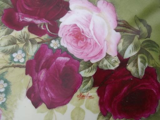 photo of antique hand painted signed Rose Pompadour plate, Royal Austria china #4