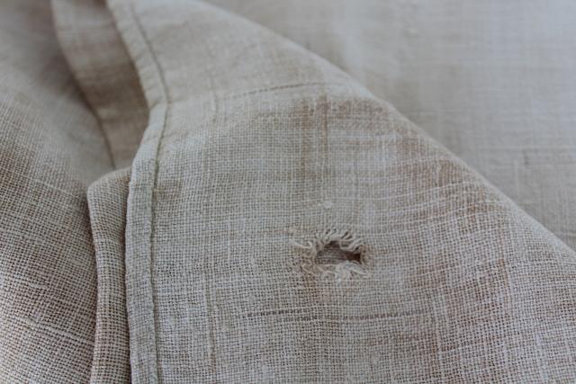 photo of antique hand woven fabric, primitive early 1800s homespun coarse flax linen bed sheet #8