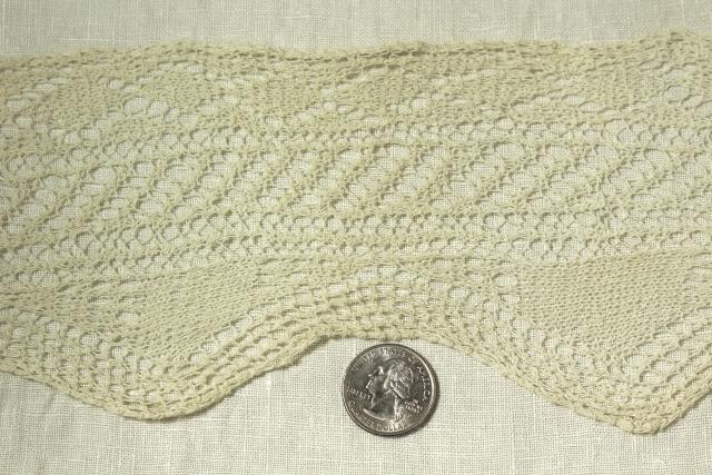 photo of antique handmade lace, fine thread knitted lace edging wide deep edge trim #2