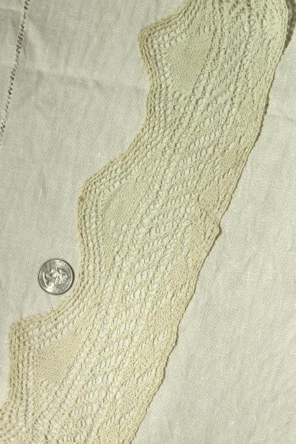 photo of antique handmade lace, fine thread knitted lace edging wide deep edge trim #4