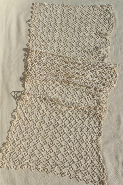 photo of antique handmade lace table runner, early 1900s vintage tatting, tatted lace #1