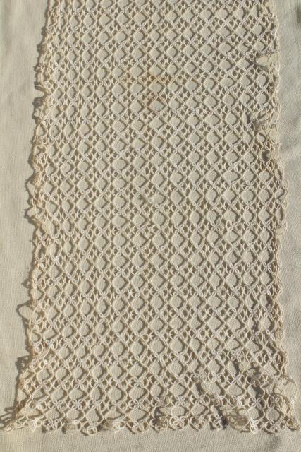 photo of antique handmade lace table runner, early 1900s vintage tatting, tatted lace #3