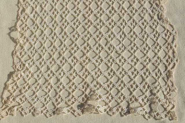 photo of antique handmade lace table runner, early 1900s vintage tatting, tatted lace #6