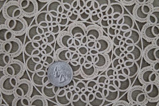 photo of antique handmade tatted lace doily, early 1900s vintage table centerpiece #3