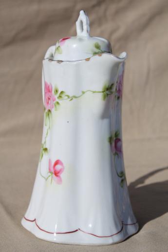 photo of antique hand-painted Japan china chocolate pot, tall tea / coffee pot with flowers #2