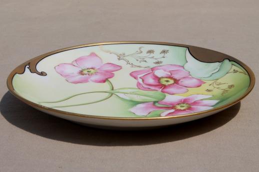 photo of antique hand-painted Limoges porcelain plate w/ art nouveau rose, early 1900s vintage #2