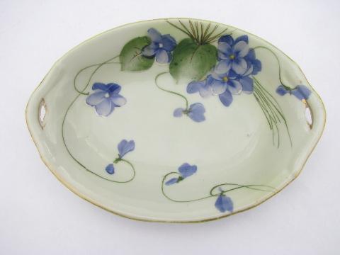 photo of antique hand-painted Nippon china, vintage porcelain bowl w/ violets #1