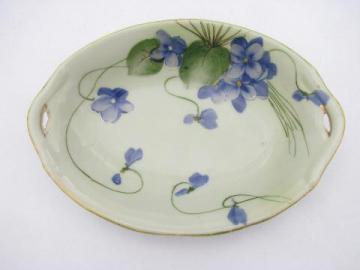 catalog photo of antique hand-painted Nippon china, vintage porcelain bowl w/ violets