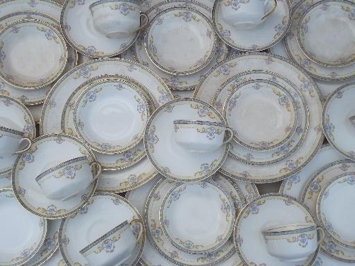 photo of antique hand-painted china dishes set for 8, Taylor, Smith & Taylor Iona #1