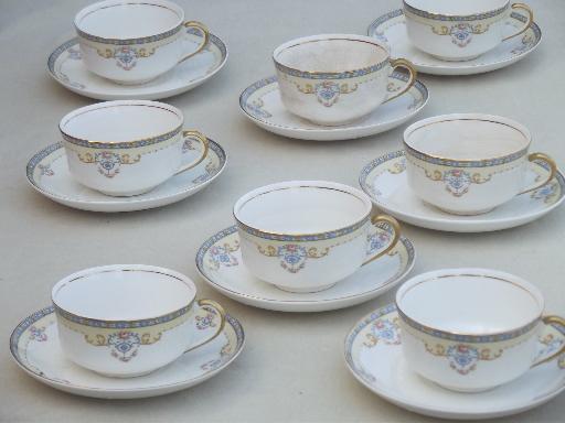 photo of antique hand-painted china dishes set for 8, Taylor, Smith & Taylor Iona #8