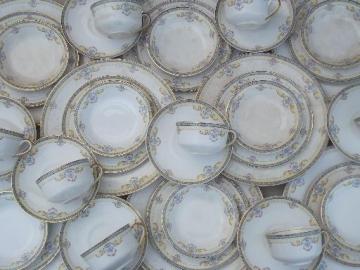catalog photo of antique hand-painted china dishes set for 8, Taylor, Smith & Taylor Iona