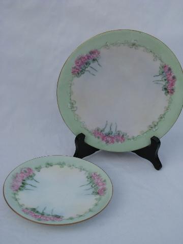 photo of antique hand-painted china set for 6, pink clover, vintage 20's #2