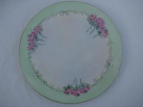 photo of antique hand-painted china set for 6, pink clover, vintage 20's #3