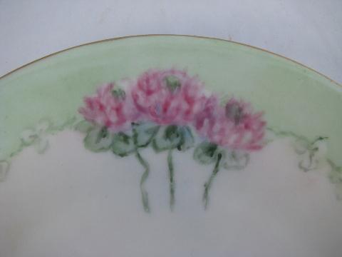 photo of antique hand-painted china set for 6, pink clover, vintage 20's #4