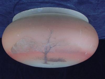 photo of antique hand-painted satin glass lamp light shade #1