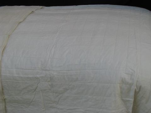 photo of antique hand-stitched whole cloth quilt, all white vintage fabric #1