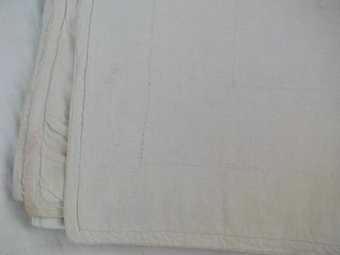 photo of antique hand-stitched whole cloth quilt, all white vintage fabric #6