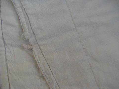 photo of antique hand-stitched whole cloth quilt, all white vintage fabric #7