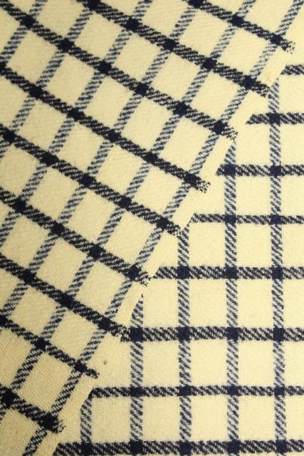 photo of antique handwoven homespun wool blue &  white check Shaker blanket w/ red monogram embroidery #2