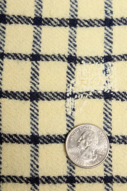 photo of antique handwoven homespun wool blue &  white check Shaker blanket w/ red monogram embroidery #12