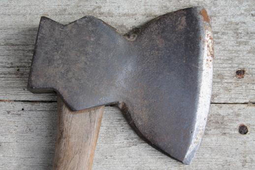 photo of antique hatchet, rustic  hewing hatchet w/ broad ax head, primitive iron farm tool #5