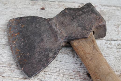 photo of antique hatchet, rustic  hewing hatchet w/ broad ax head, primitive iron farm tool #6