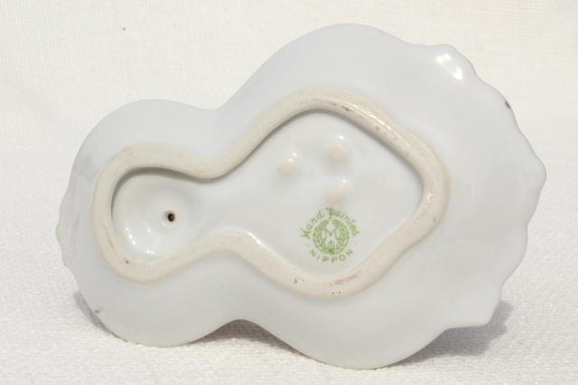 photo of antique hatpin holder w/ hand to hold ring, early 1900s vintage hand painted Nippon china #8