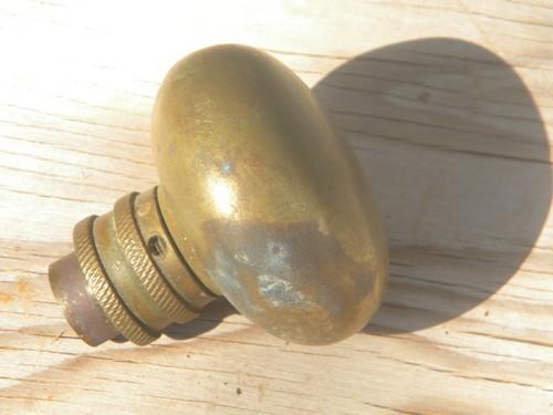 photo of antique heavy brass doorknob w/threaded base, early industrial vintage #1