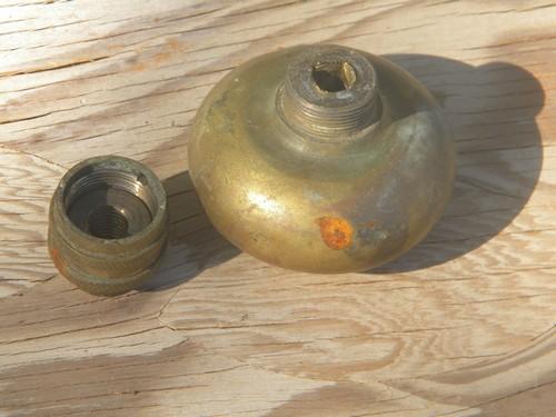 photo of antique heavy brass doorknob w/threaded base, early industrial vintage #3