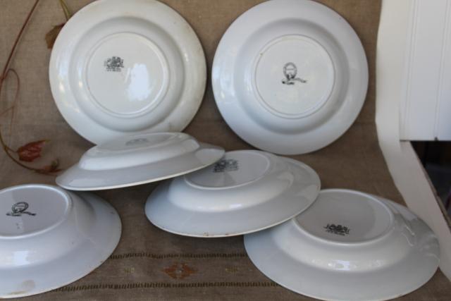 photo of antique heavy white ironstone china soup bowls, vintage Wedgwood etc English marks #7