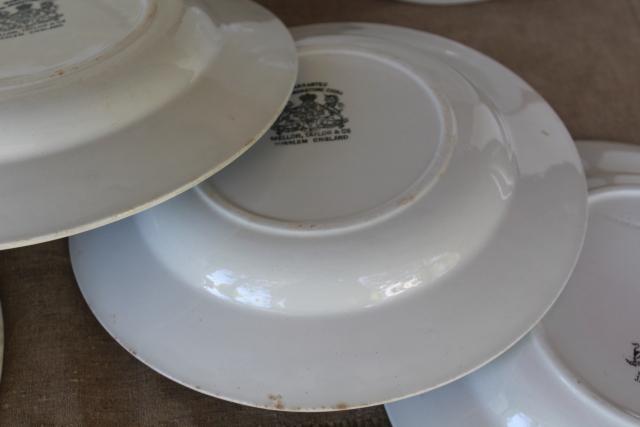 photo of antique heavy white ironstone china soup bowls, vintage Wedgwood etc English marks #10