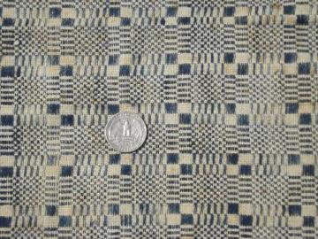 catalog photo of antique homespun coverlet fabric, hand woven indigo blue cloth table runner