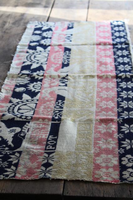 photo of antique homespun hand woven coverlet remnant dated 1842, Pennsylvania style Frane Hill #3