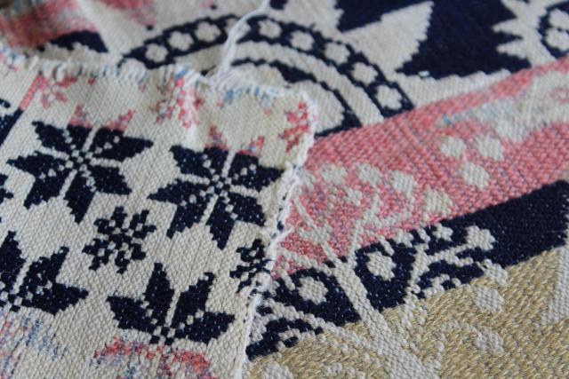 photo of antique homespun hand woven coverlet remnant dated 1842, Pennsylvania style Frane Hill #10