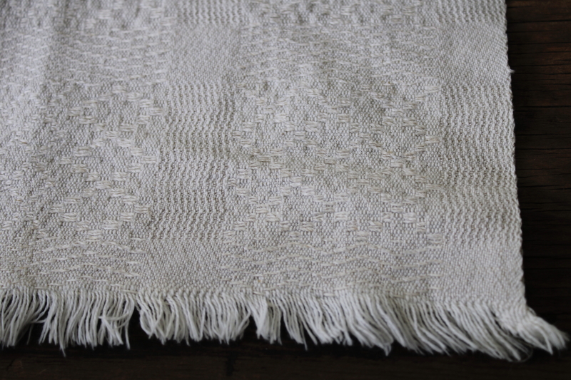 photo of antique homespun hand woven hemp or linen, 1880s vintage fabric panel French country style #1