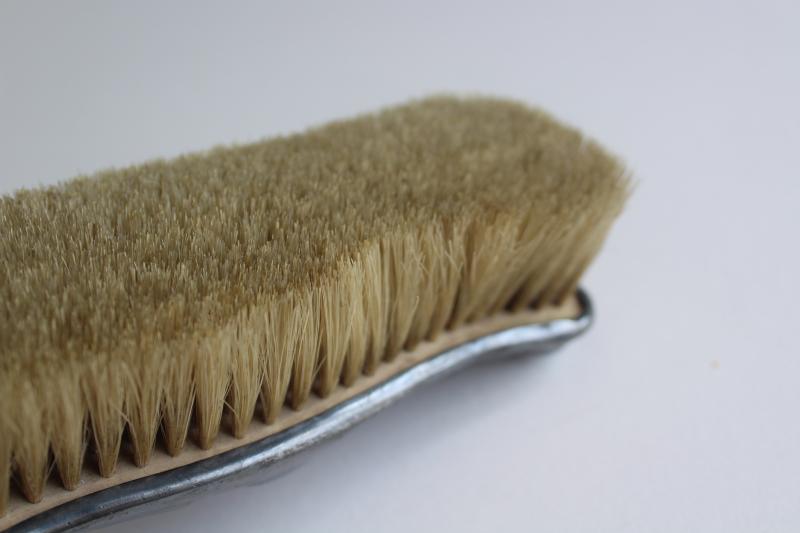 photo of antique horsehair clothes brush, ornate silver plate w/ cherubs, vanity set brush #6