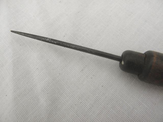 photo of antique ice pick, early 1900s vintage Baird Texas advertising, old wood handle #3