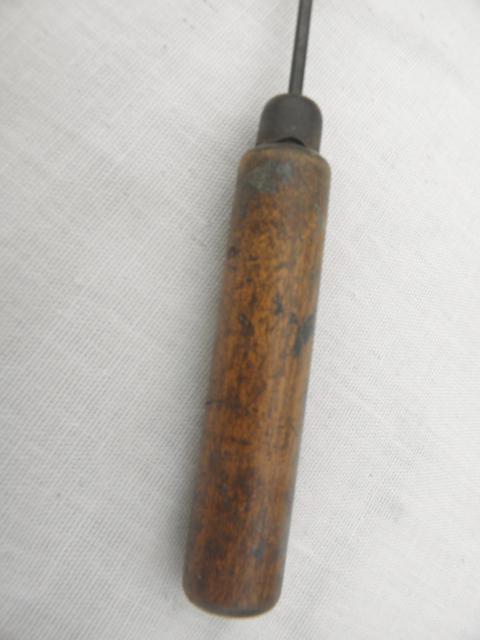 photo of antique ice pick, early 1900s vintage Baird Texas advertising, old wood handle #4