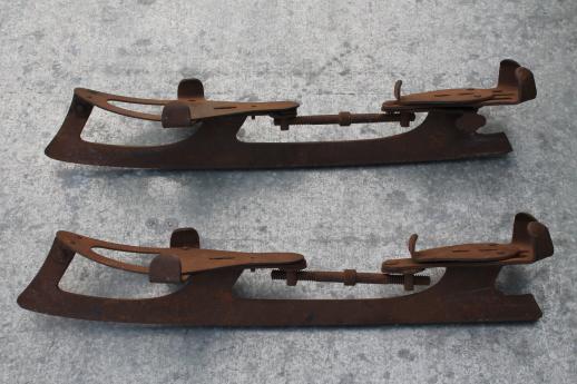 photo of antique ice skates, adjustable steel ice skates to fit on boots or shoes #2